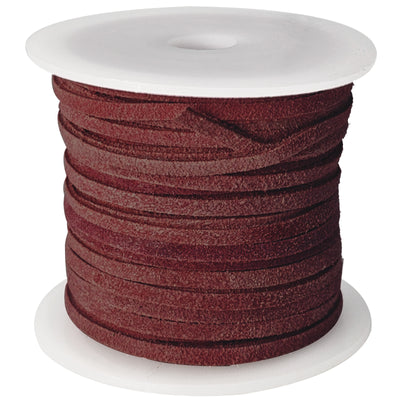 esnado Lederband Wildleder Flach 3 x 1,5 mm - Weinrot