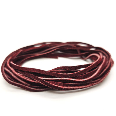 esnado Lederband Wildleder Flach 3 x 1,5 mm - Weinrot