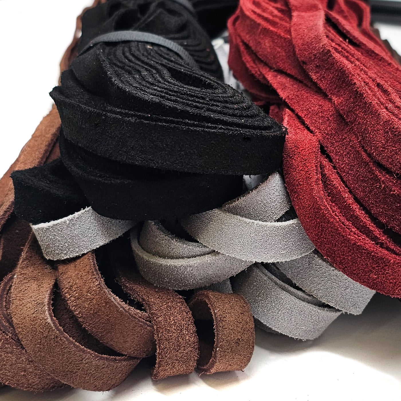 esnado Wildlederband flach, 15 mm x 2,5 mm - Weinrot