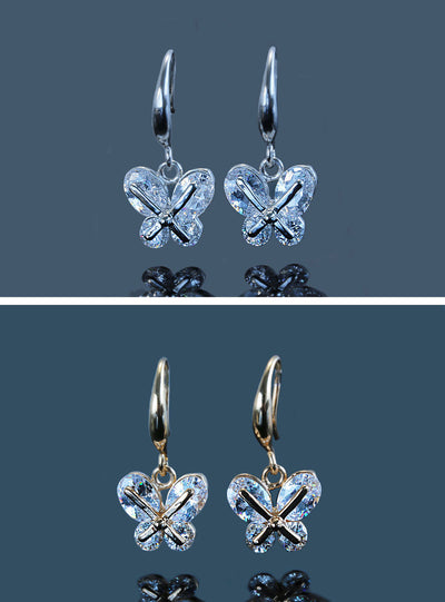 Ohrhänger mit Zirkonia Schmetterlinge Ohrringe Crystal Ohrschmuck, OS-35