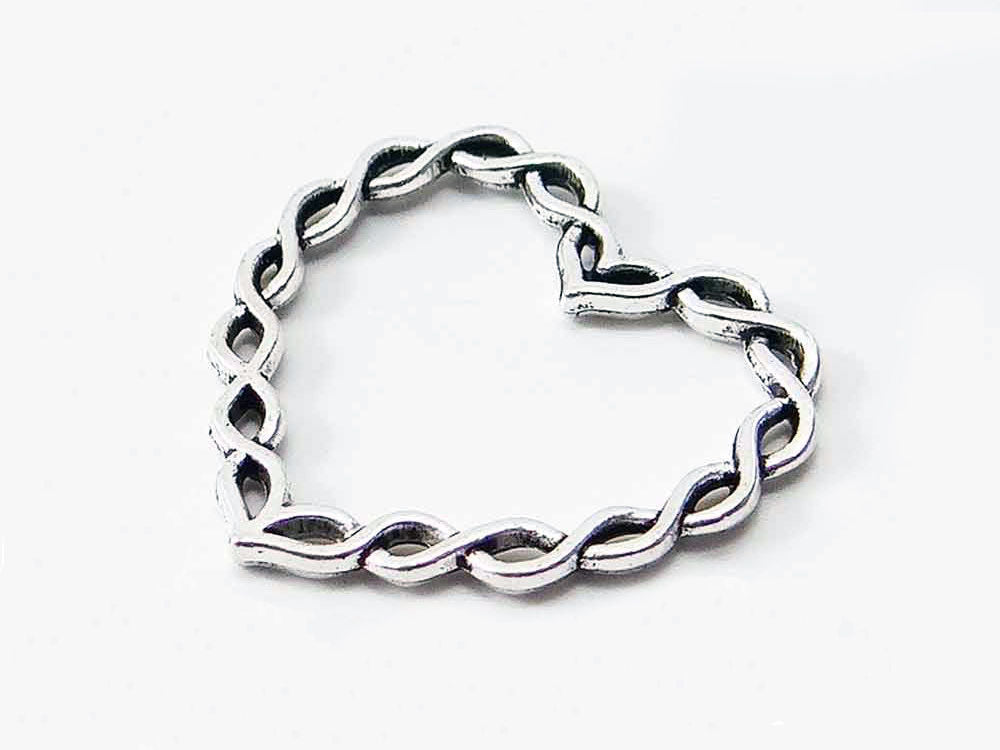 Verbinder Herz, 29 x 31 mm, silberfarben, 2 Stück