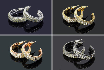 Creolen mit Zirkonia Ohrstecker Ohrringe Ohrhänger Ohrschmuck, OS-5