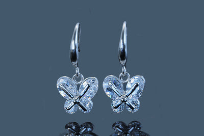 Ohrhänger mit Zirkonia Schmetterlinge Ohrringe Crystal Ohrschmuck, OS-35