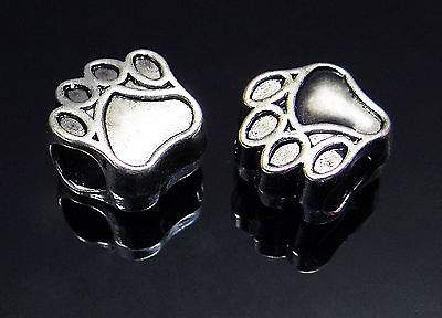European Bead, Pfote, 11 x 10 x 7 mm, silberfarben