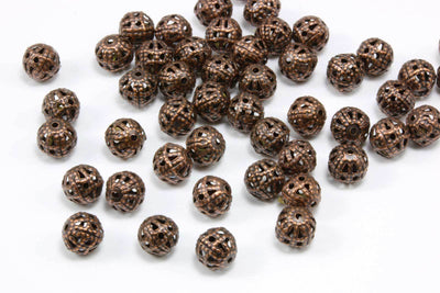 Metallperlen, filigran, Ø 6 mm, Kugel, 100 Stück