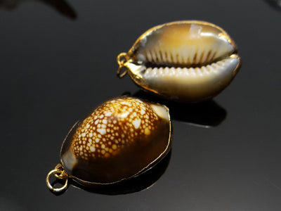 Kauri Muschel - Anhänger mit goldfarbenen Verzierungen