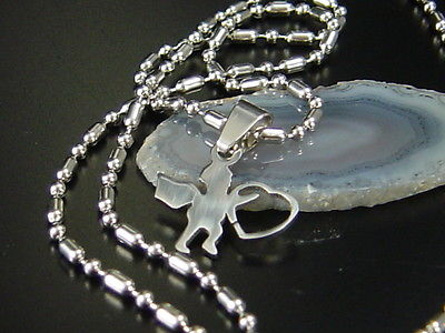 Edelstahl Schutzengel Anhänger mit Kette Engel mit Herz Halskette