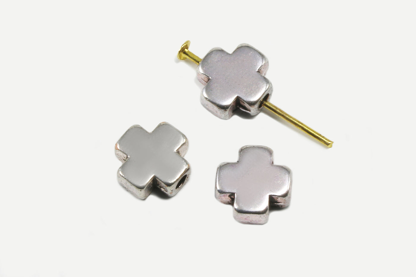 Metallperlen, Kreuz, 8,5 x 8,5 mm, 8 Stück