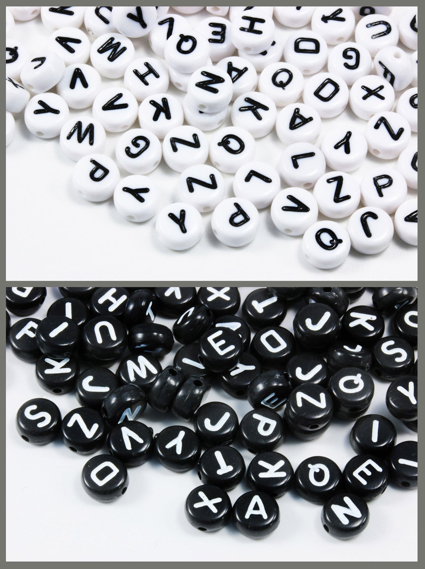 Buchstabenperlen A-Z, Ø 7 mm, rund, Mix perlen