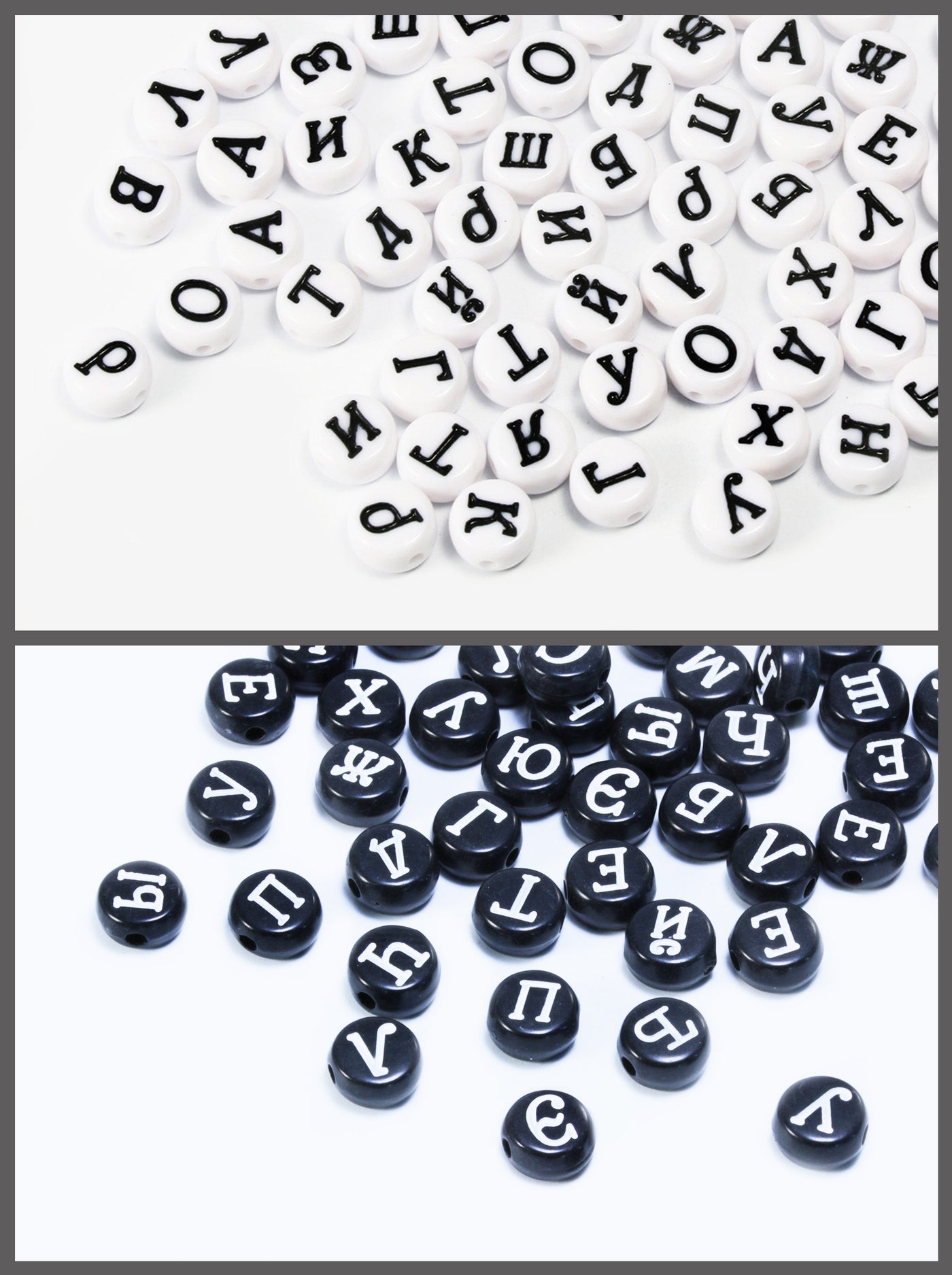 Buchstabenperlen, russische Alphabet, Mix, Ø 7 mm, 100 Stück