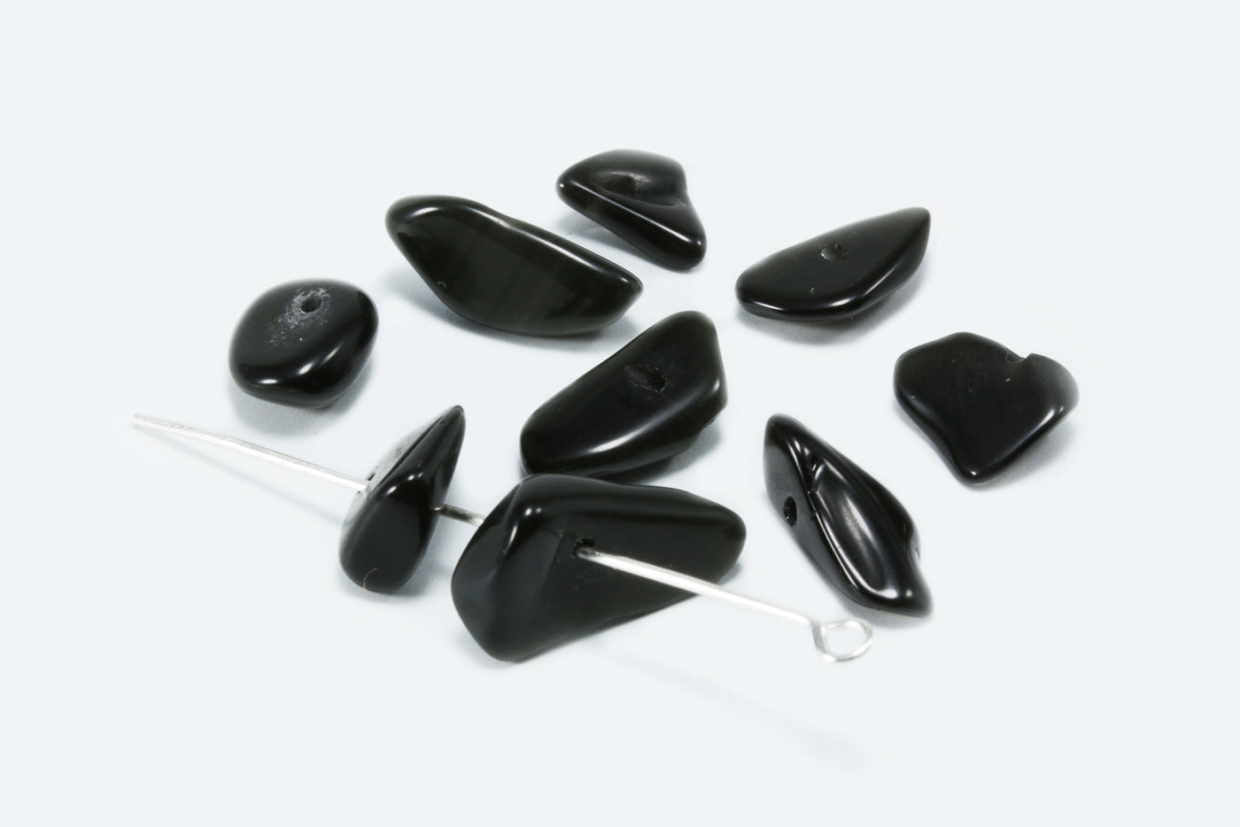 Edelstein Perlen, Achat schwarz, 6-17 mm, 50 Stück