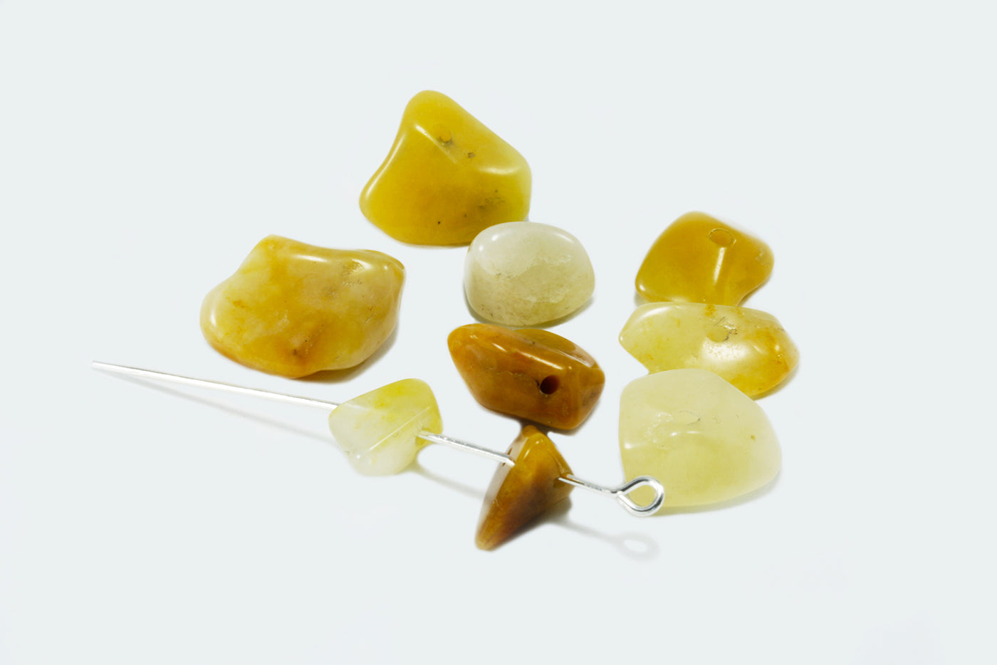 Edelstein Perlen, Calcit gelb / orange, 6-17 mm, 50 Stück