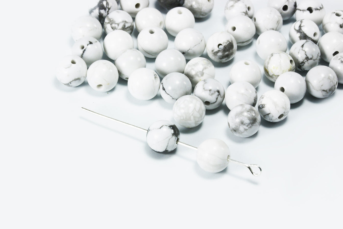 Edelstein Perlen, Magnesit, Kugel, Ø 8 mm, 10 Stück