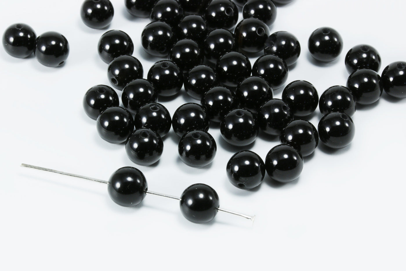 Edelstein Perlen, Onyx, Kugel, Ø 8 mm, 10 Stück