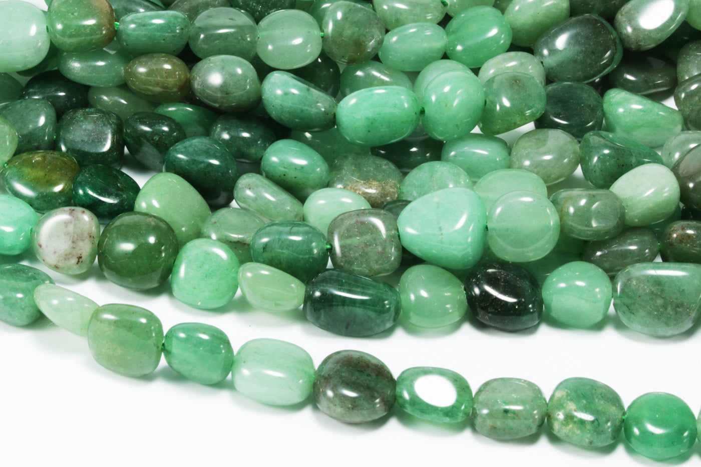 Edelstein Perlen, Aventurin grün, 1 Strang, 40-41 cm