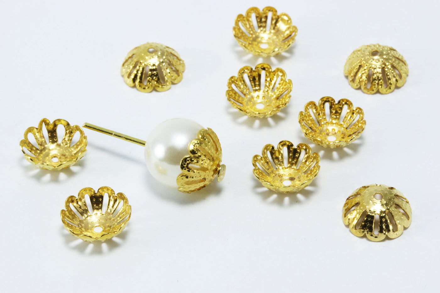 Perlenkappen, Ø 9,5 mm, goldfarben