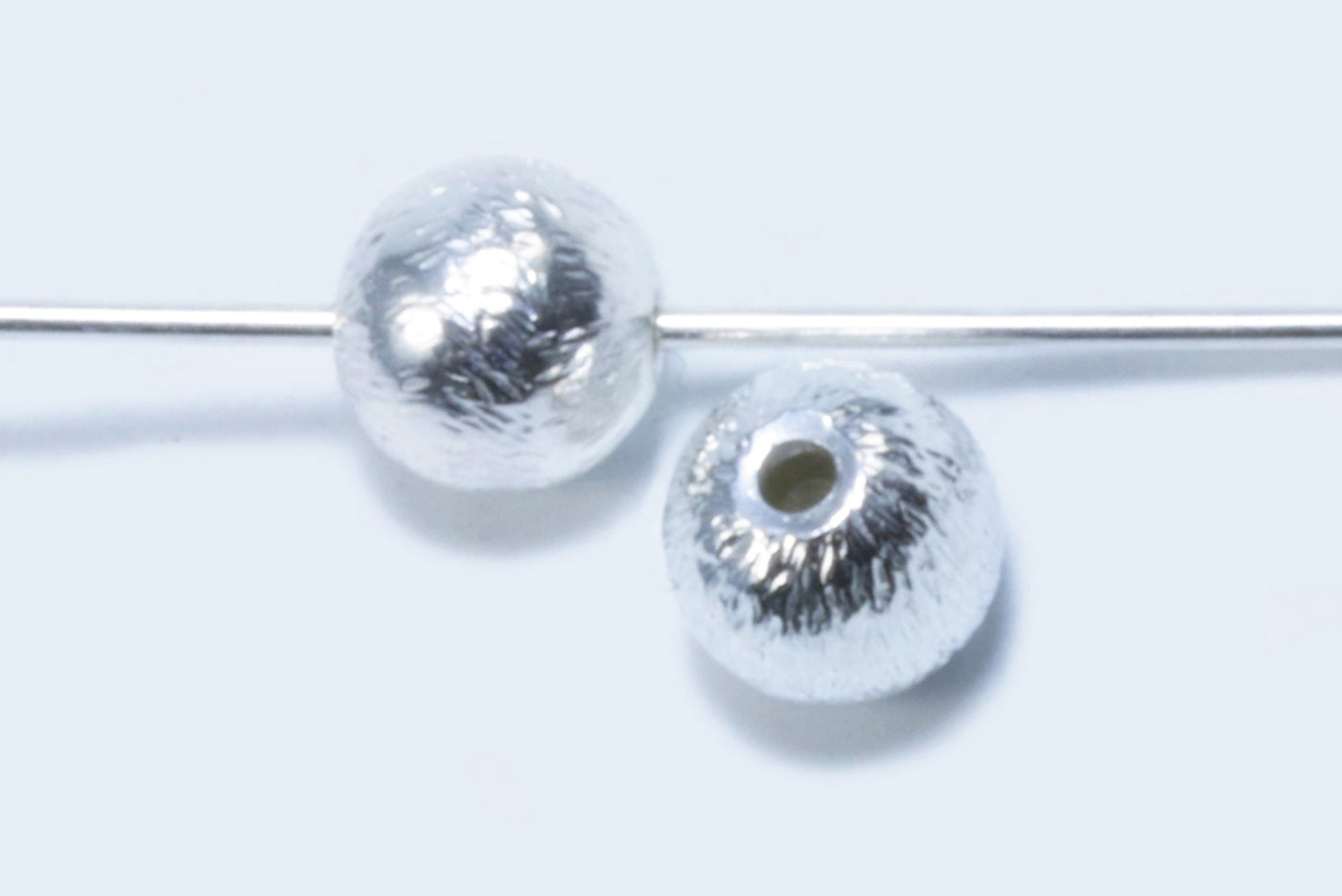 Perlen aus 925 Silber, Ø 6 mm, gebürstet