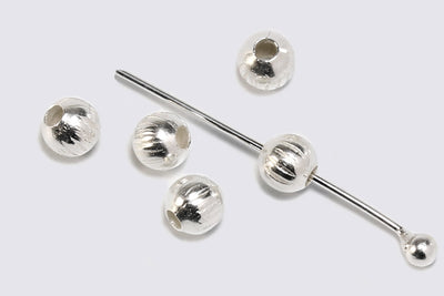 Perlen aus 925 Silber, Ø 3 mm, mit Verzierung