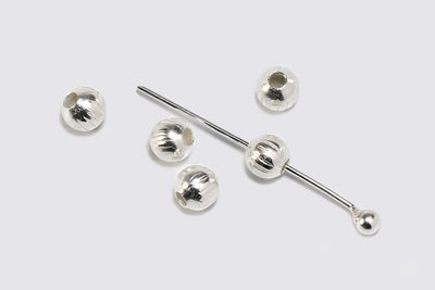Perlen aus 925 Silber, Ø 3 mm, mit Verzierung