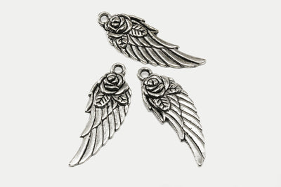 Anhänger Engel Flügel, 31 x 11 mm, silberfarben, 3 Stück