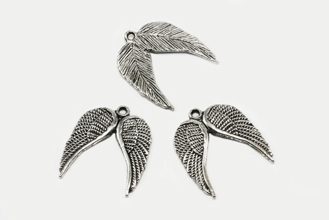 Anhänger Doppelflügel, 21 x 19 mm, silberfarben, 5 Stück