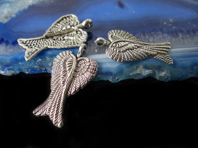 Anhänger Engel Flügel, 29 x 16 mm, silberfarben, 3 Stück