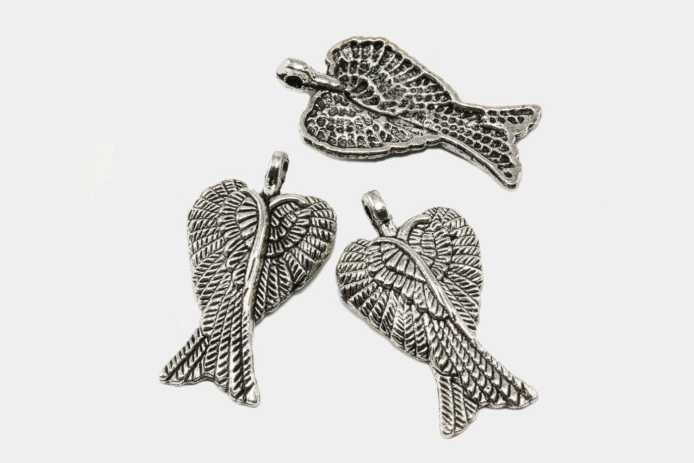 Anhänger Engel Flügel, 29 x 16 mm, silberfarben, 3 Stück