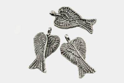 Anhänger Engel Flügel, 29 x 16 mm, silberfarben, 3 Stück