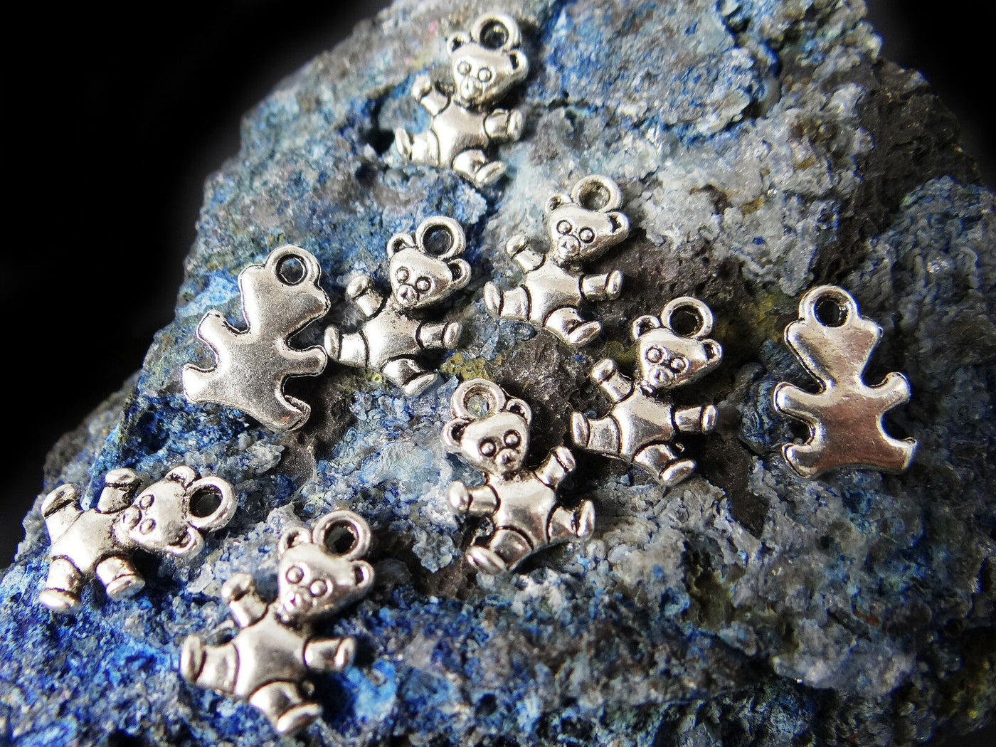 Anhänger Teddybär, 13 x 9 mm, silberfarben, 10 Stück