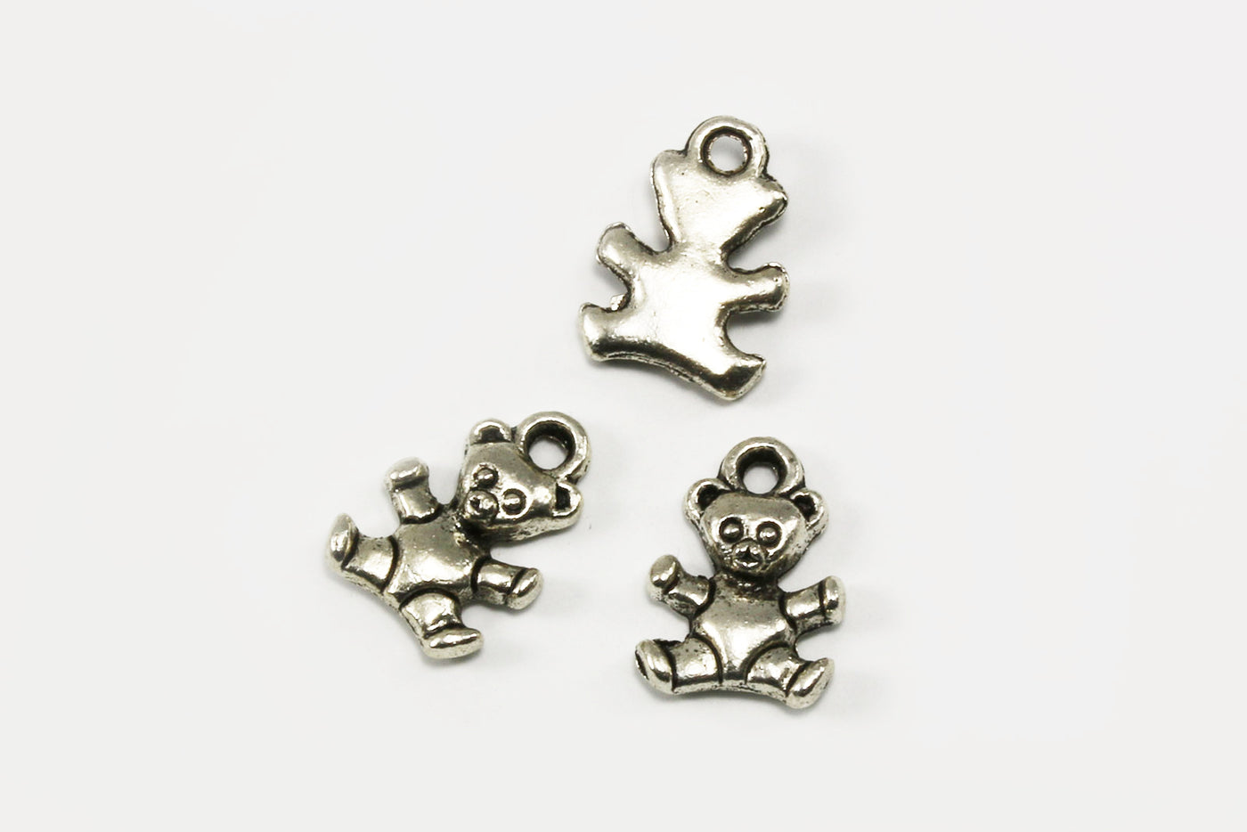 Anhänger Teddybär, 13 x 9 mm, silberfarben, 10 Stück