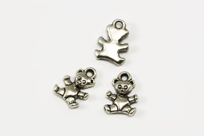 Anhänger Teddybär, 13 x 9 mm, silberfarben, 10 Stück