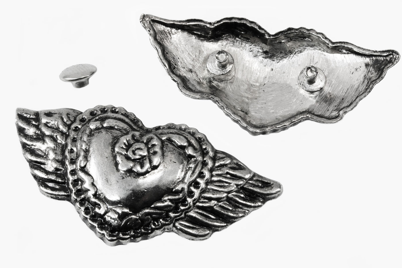 Zierniete Herz mit Flügel, 28 x 56 mm