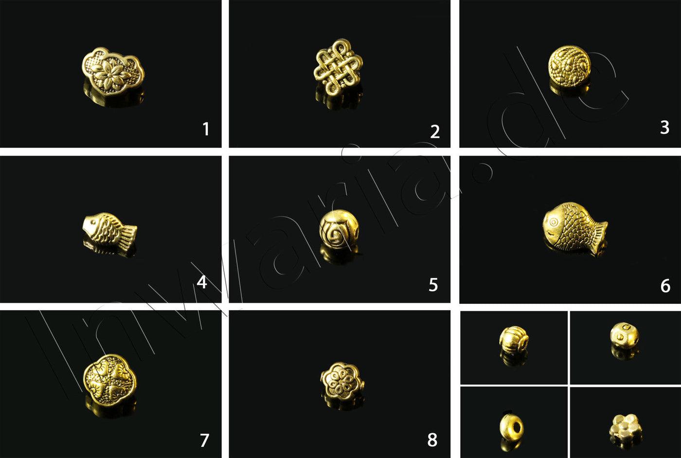Metallperlen, Zwischenperlen, goldfarben