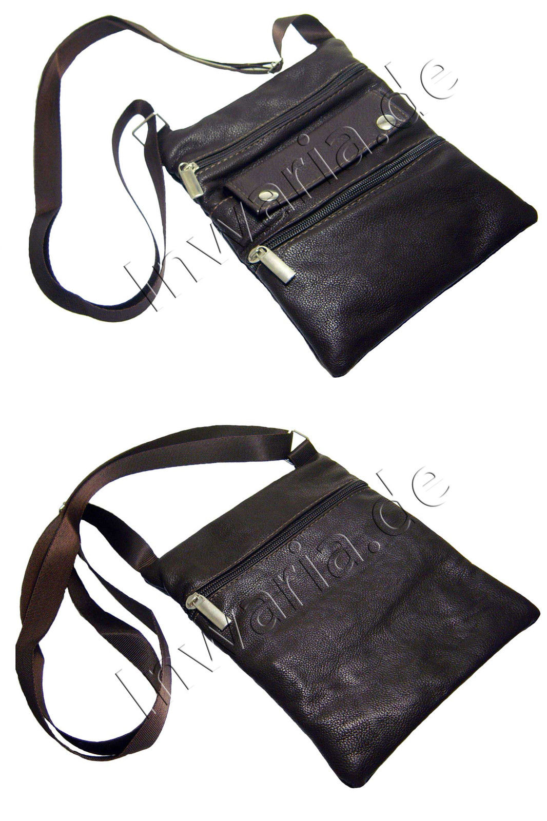 Brustbeutel Brusttasche 4 Fächer Leder schwarz braun Geldbörse Umhängetasche neu