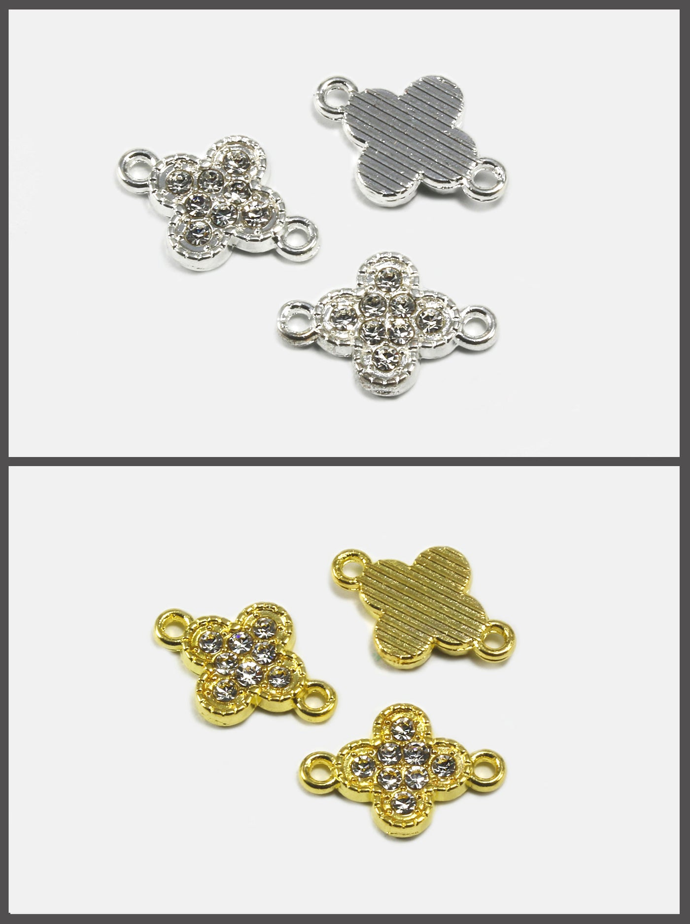 Verbinder mit Strasssteinen, 16x11 mm, 2 Stück