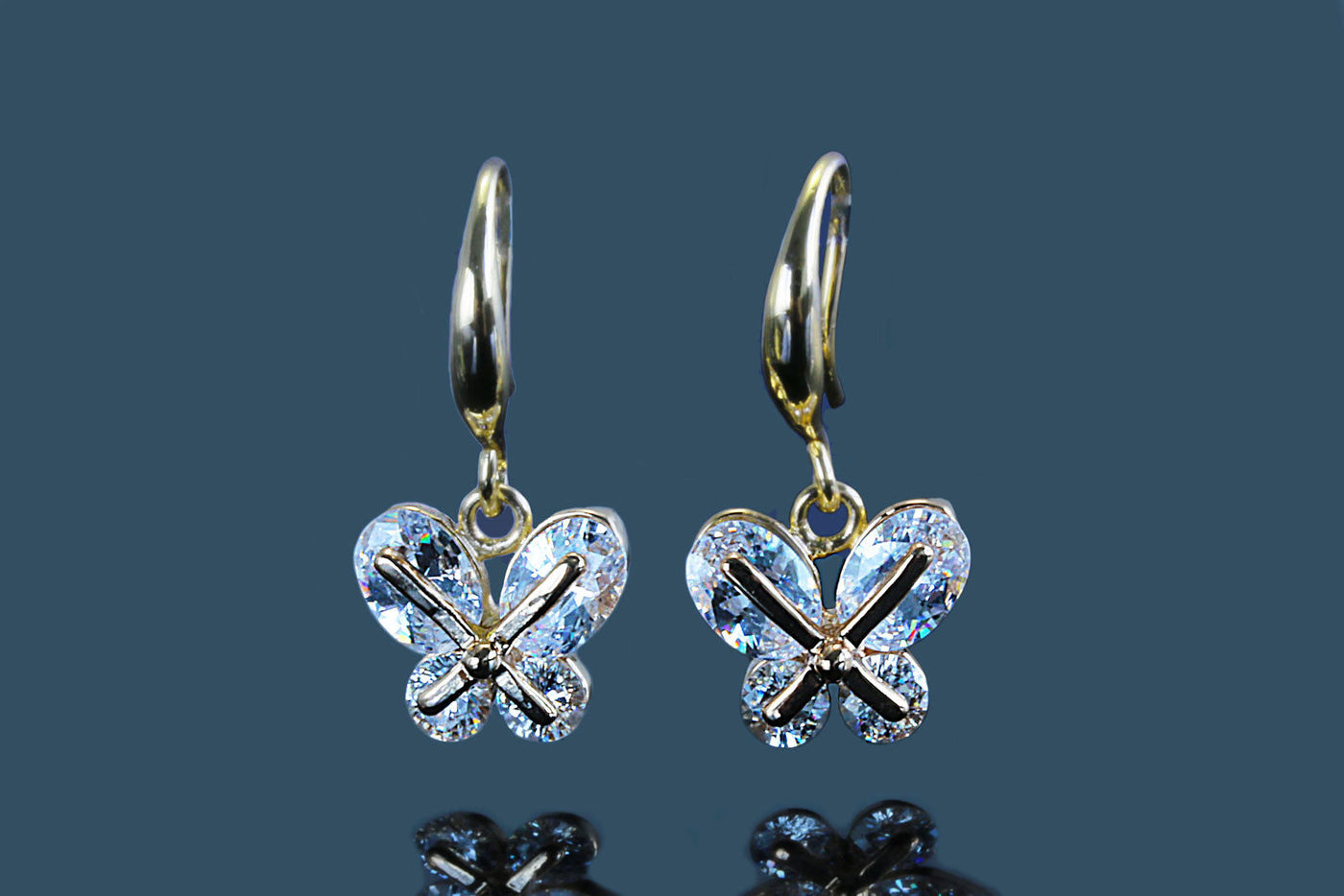 Ohrhänger mit Zirkonia Schmetterlinge Ohrringe Crystal Ohrschmuck, OS-35
