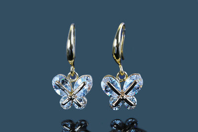 Ohrhänger mit Zirkonia Schmetterlinge Ohrringe Crystal Ohrschmuck, OS-35