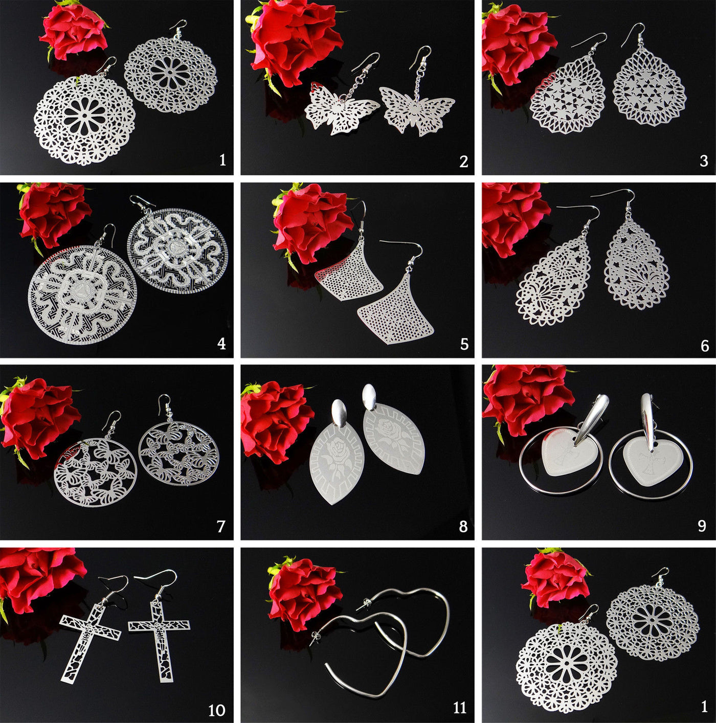 Edelstahl Ohrringe Ohrhänger Ohrschmuck Filigran Ohrstecker Schmetterlinge, neu