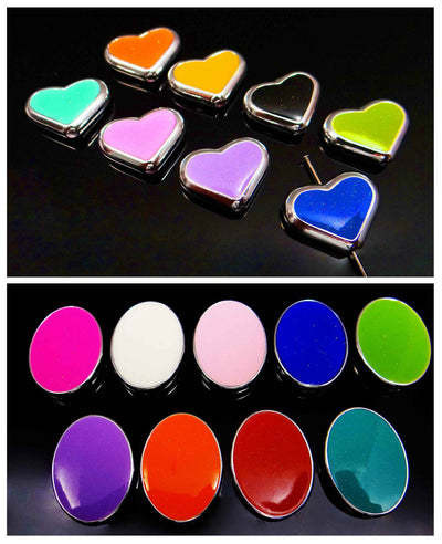 Perlen Herzform Oval Acryl Glitzer Perle Spacer Farbwahl Zwischenperlen, neu