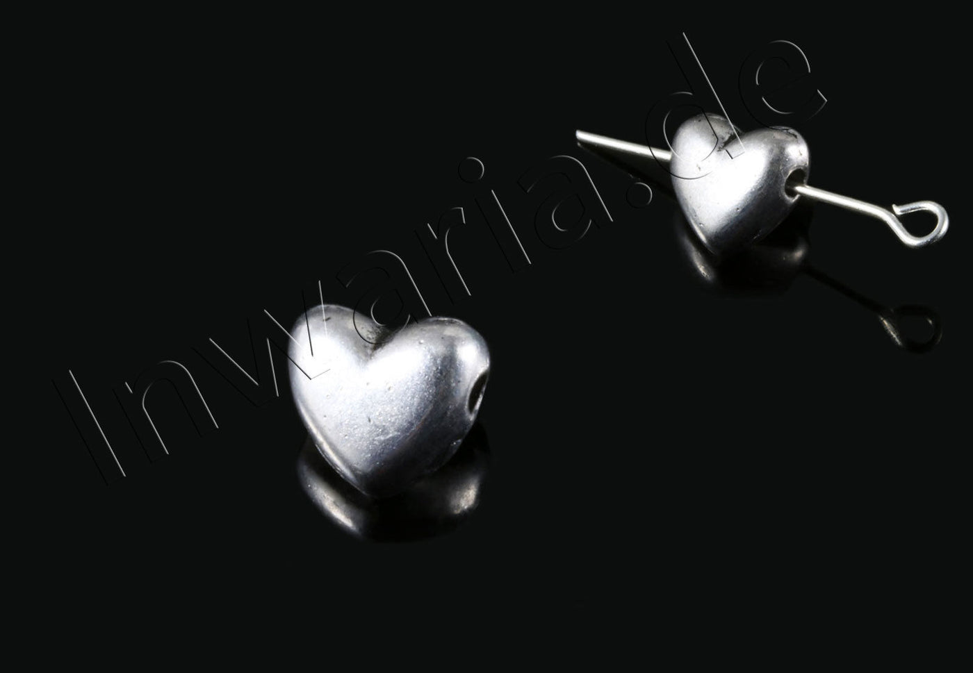 Metallperlen, Herz, 8,5 x 9,5 mm, 8 Stück