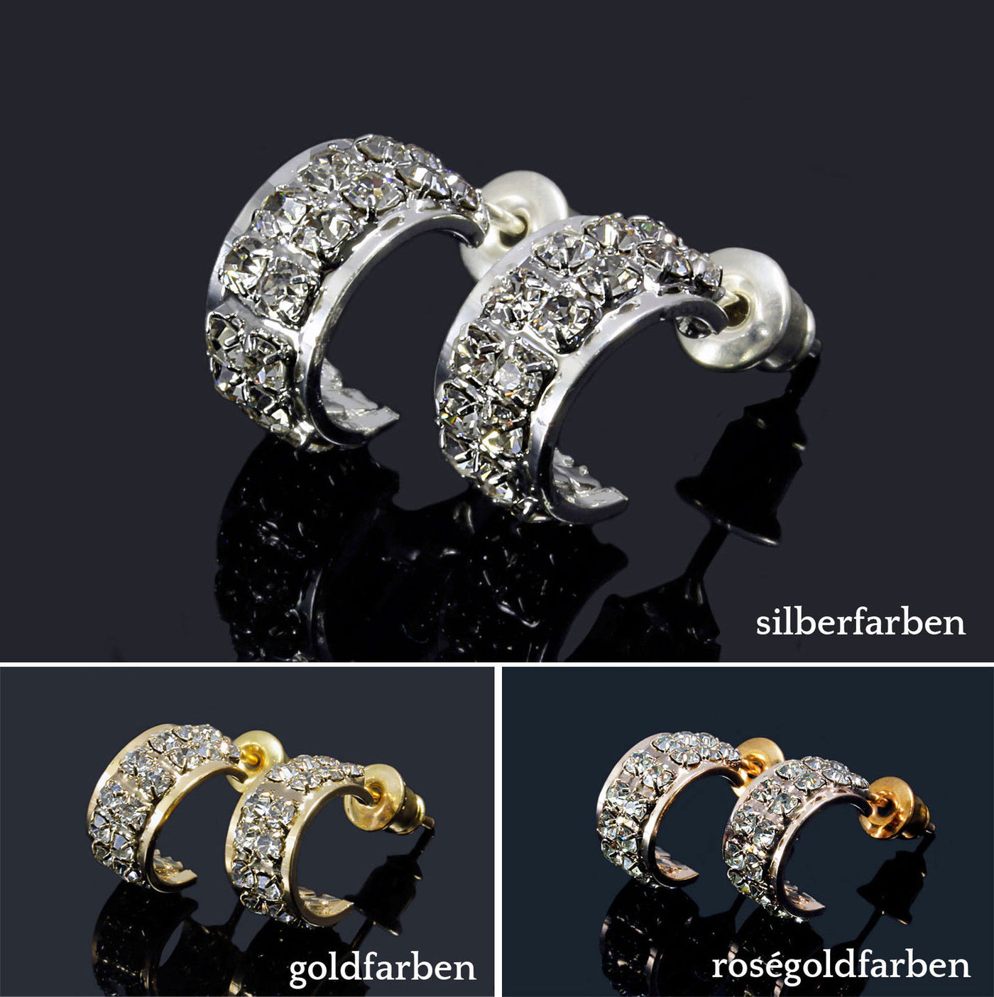 Creolen mit Zirkonia Ohrstecker Ohrringe Ohrhänger Ohrschmuck, OS-5