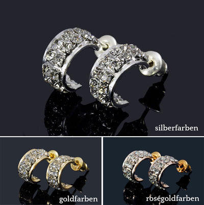 Creolen mit Zirkonia Ohrstecker Ohrringe Ohrhänger Ohrschmuck, OS-5