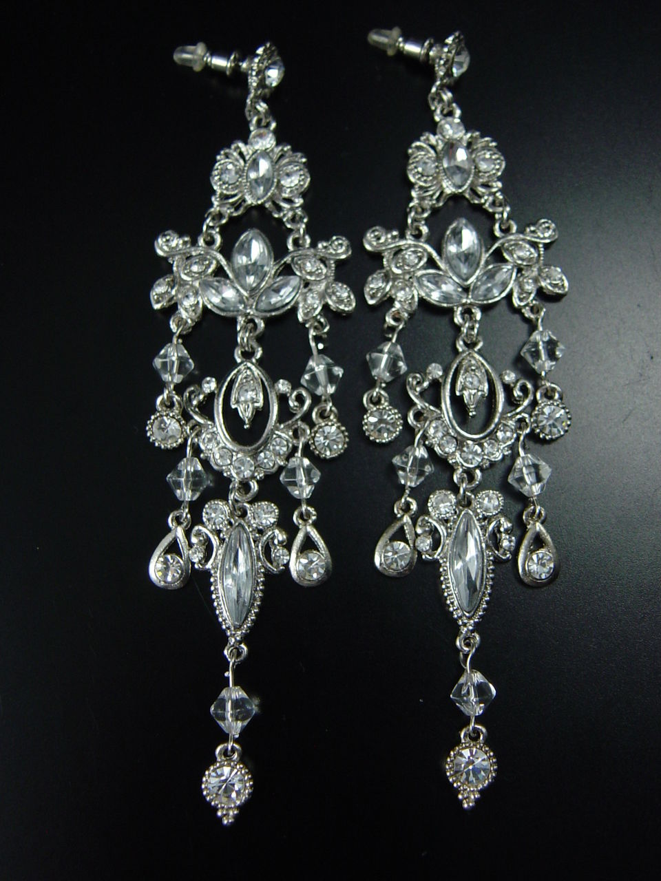 XXL Ohrhänger 13 cm Ohrringe 1 Paar Silberfarben Ohrschmuck, neu