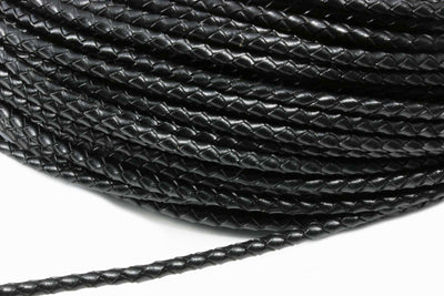 Lederband geflochten, Ø 3 mm, 1 m, Echt Leder