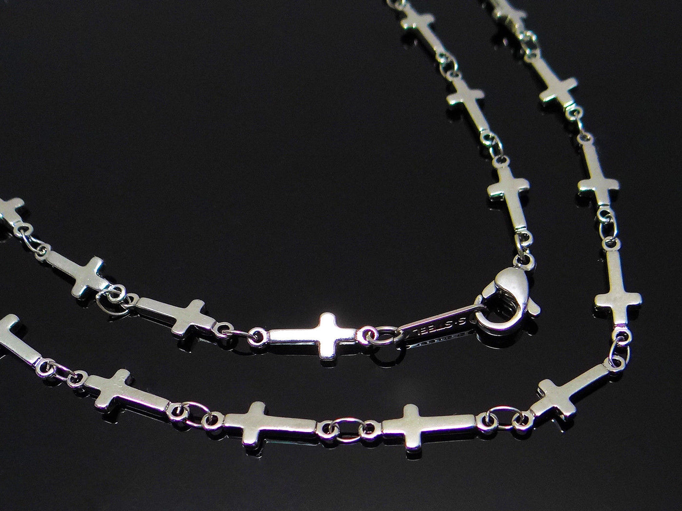 Edelstahl Kette 45 cm Kreuz Kreuze Halskette Modekette Edelstahlkette, neu