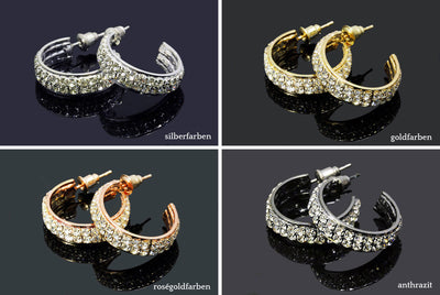 Creolen mit Zirkonia Ohrstecker Ohrringe Ohrhänger Ohrschmuck, OS-5