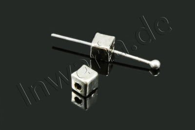 Metallperlen Würfel, 3 x 3 x 3 mm