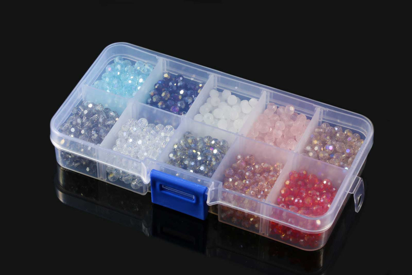 Kristallperlen Set, Ø 4 mm, 1.000 Stück in Box, facettiert