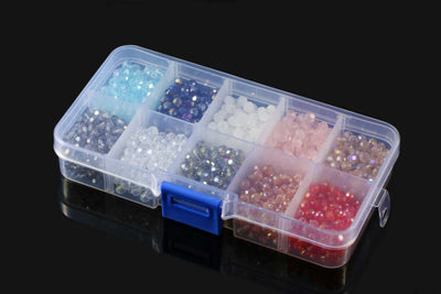 Kristallperlen Set, Ø 4 mm, 1.000 Stück in Box, facettiert