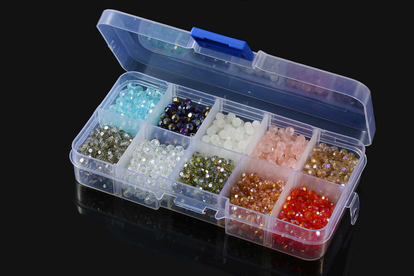 Kristallperlen Set, Ø 4 mm, 1.000 Stück in Box, facettiert